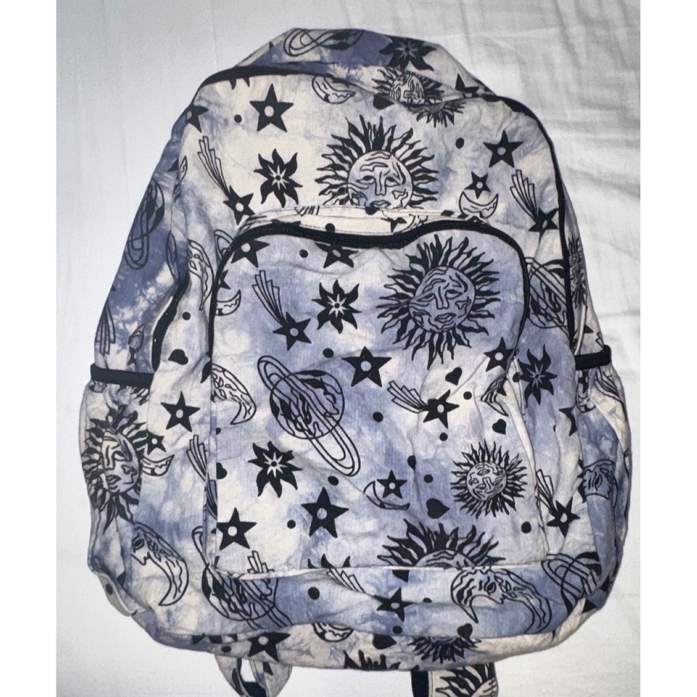 Kathmandu Imports Celestial Sun Moon Tie Dye Cotton Backpack Blue White Star